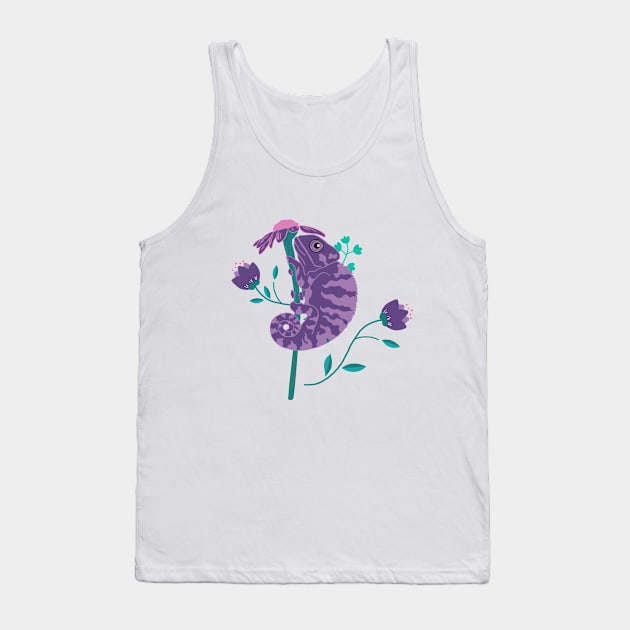 Chameleon with a flower Tank Top by Unalome_Designs